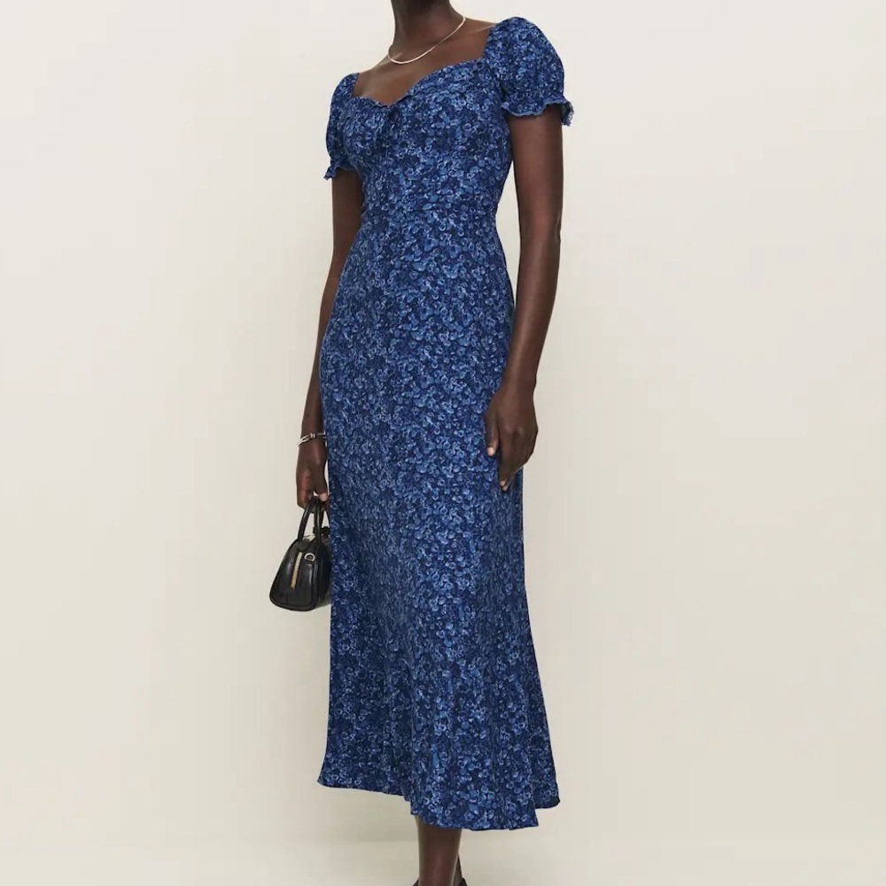 Reformation Blue Floral Midi Dress